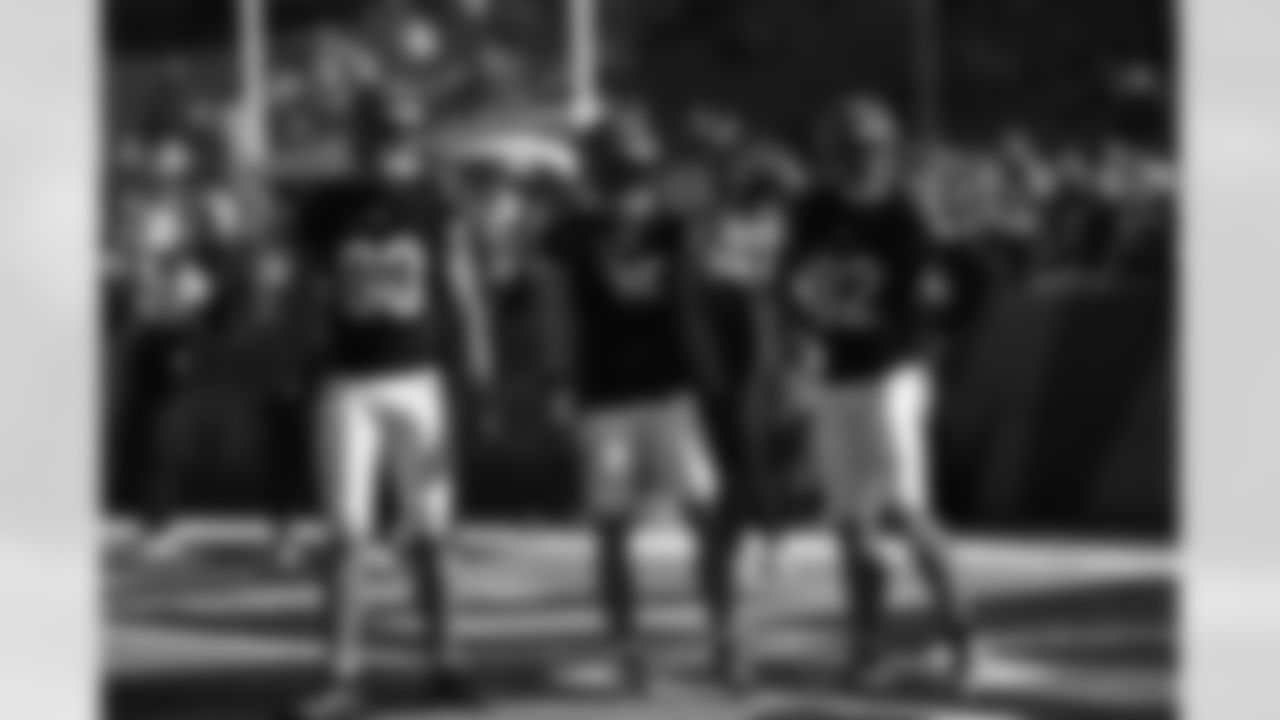 WRs Andrei Iosivas, Charlie Jones and Mitch Tinsley warm up at Paycor Stadium ahead of Week 12 against the New England Patriots, Sunday, Nov. 23, 2025.