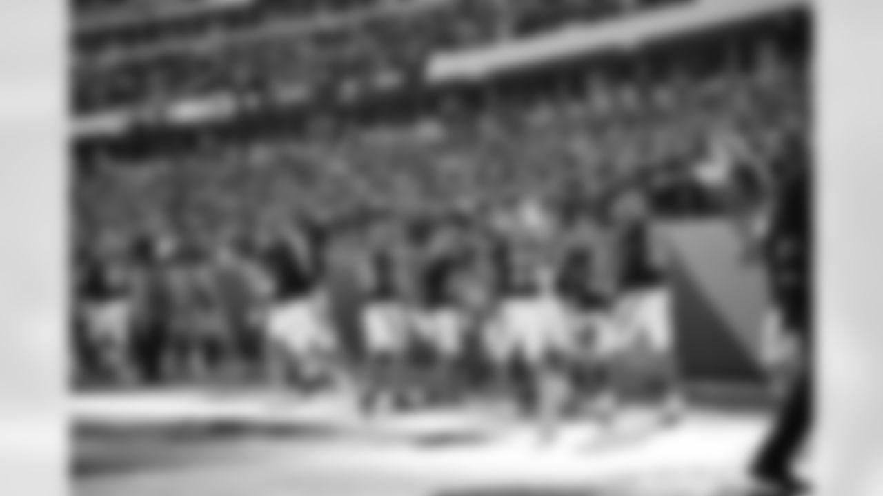 The Bengals defense celebrates a touchdown during Week 12 against the New England Patriots at Paycor Stadium, Sunday, Nov. 23, 2025.