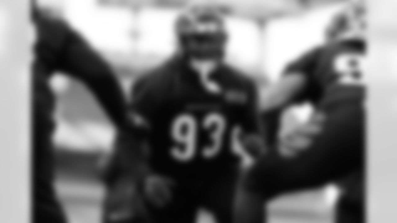 DT McKinnley Jackson during practice at Paycor Stadium ahead of Week 14 against the Buffalo Bills.