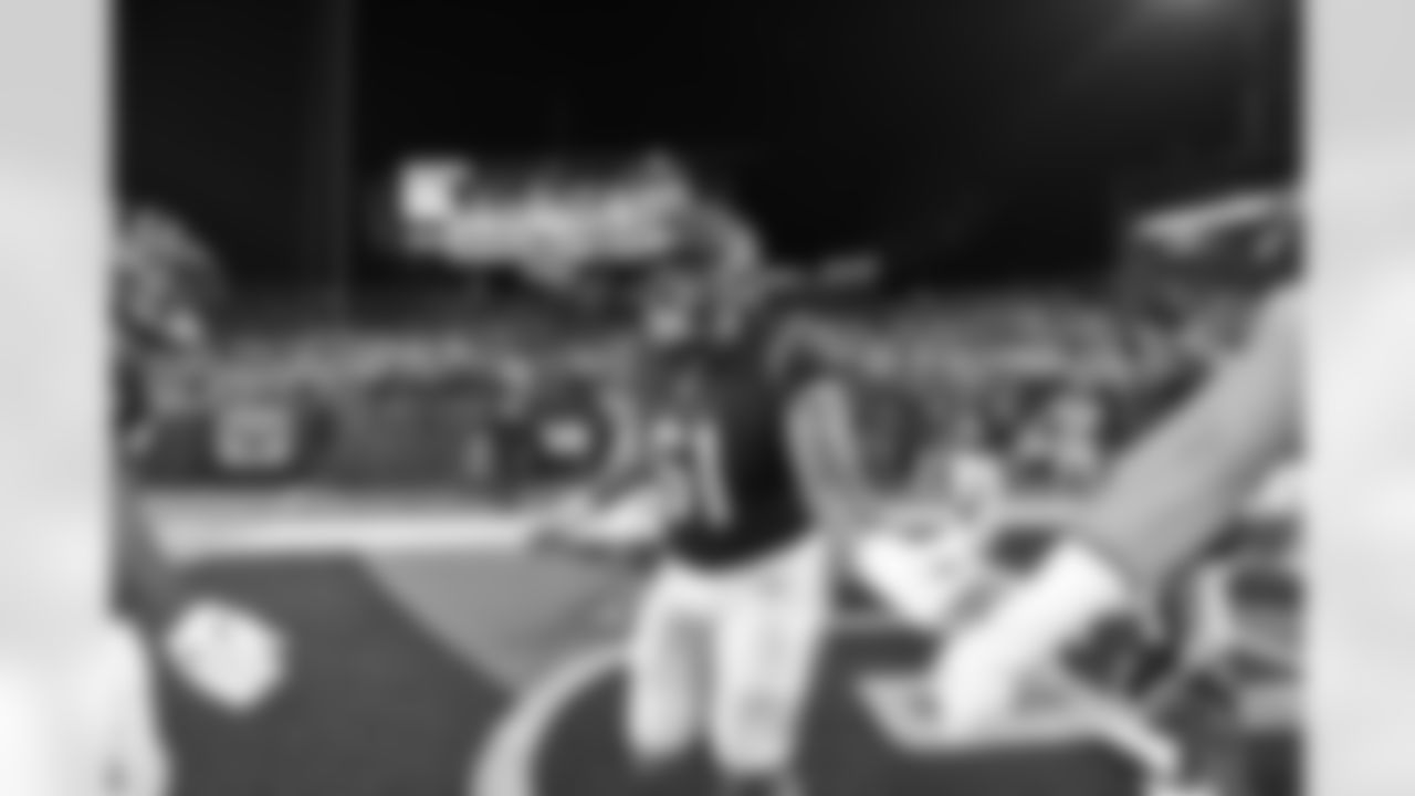 OT Cody Ford runs out to the field during Sunday Night Football against the Buffalo Bills at Paycor Stadium in Week 9 of the 2023 season.