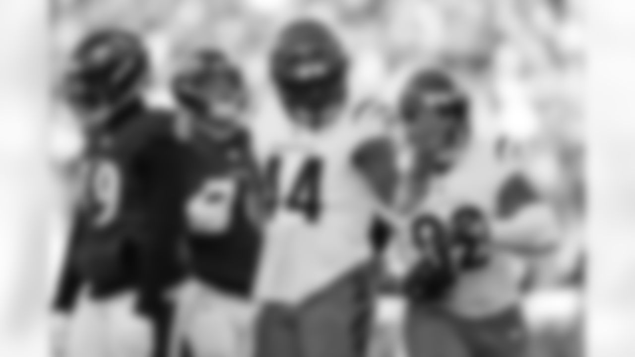 Cincinnati Bengals linebacker Demetrius Knight Jr. (44) celebrates after a sack against Baltimore Ravens quarterback Lamar Jackson during the first half of an NFL football game, Sunday, Dec. 14, 2025, in Cincinnati. (AP Photo/Jeff Dean)