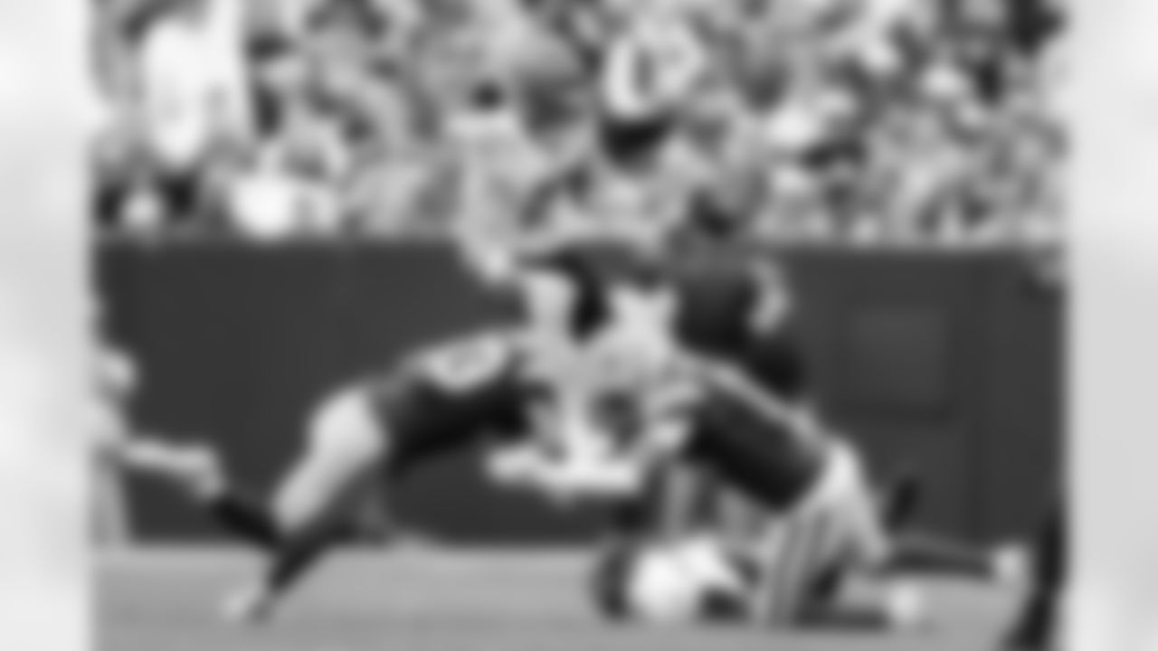 WR Charlie Jones during Week 6 against the Packers in Green Bay, Sunday, Oct. 12, 2025.