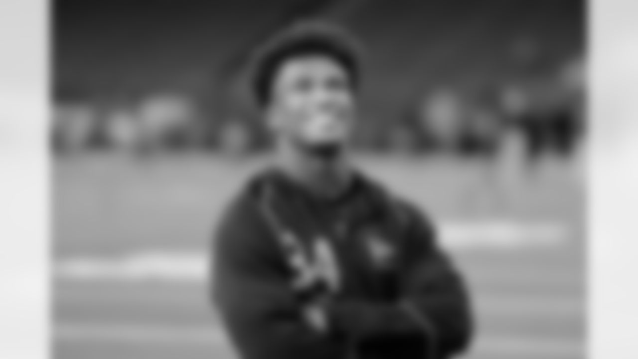 Ohio State defensive back Caleb Downs (34) watches other participants at the NFL football scouting combine, Friday, Feb. 27, 2026, in Indianapolis. (Gregory Payan/AP Content Services for NFL)