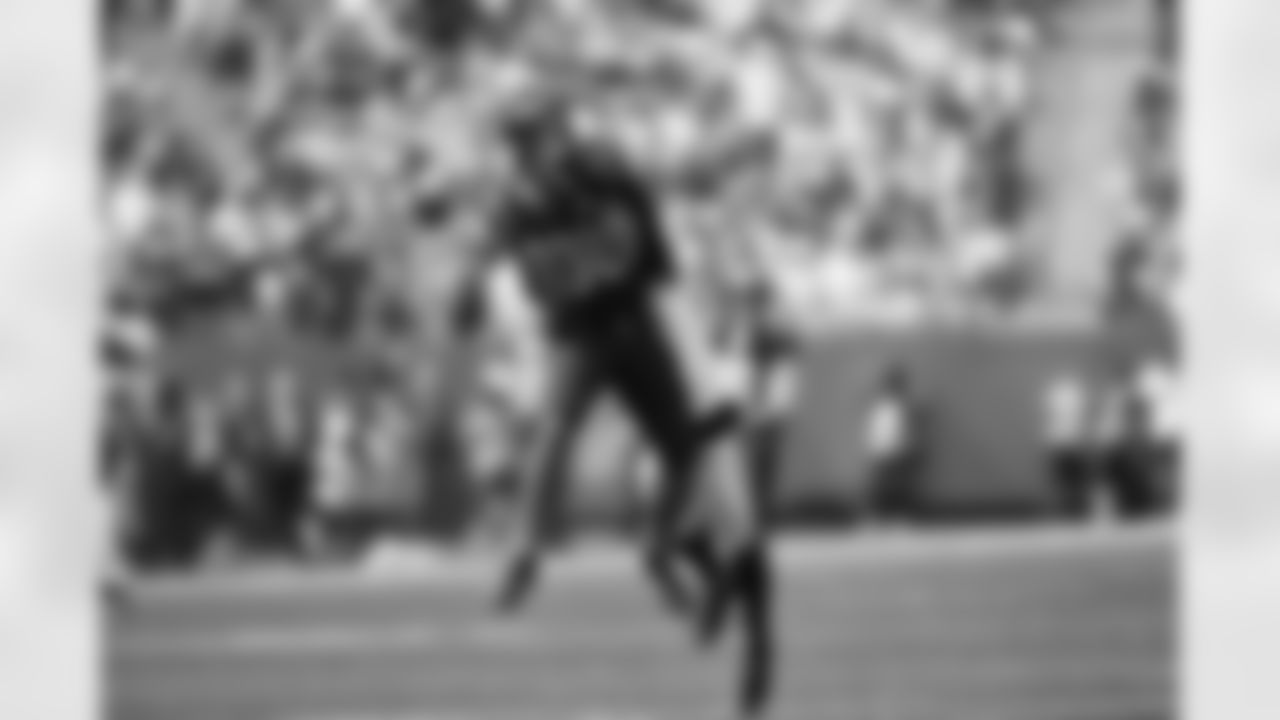 Bengals WR Andrei Iosivas hauls in a long catch during the Bengals Week 4 game against the Carolina Panthers at Bank of America Stadium, Sunday, September 29, 2024.