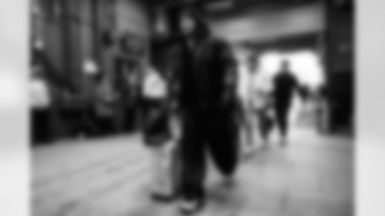 RB Chase Brown arrives at Highmark Stadium ahead of Week 14 against the Buffalo Bills, Sunday, Dec. 7, 2025.