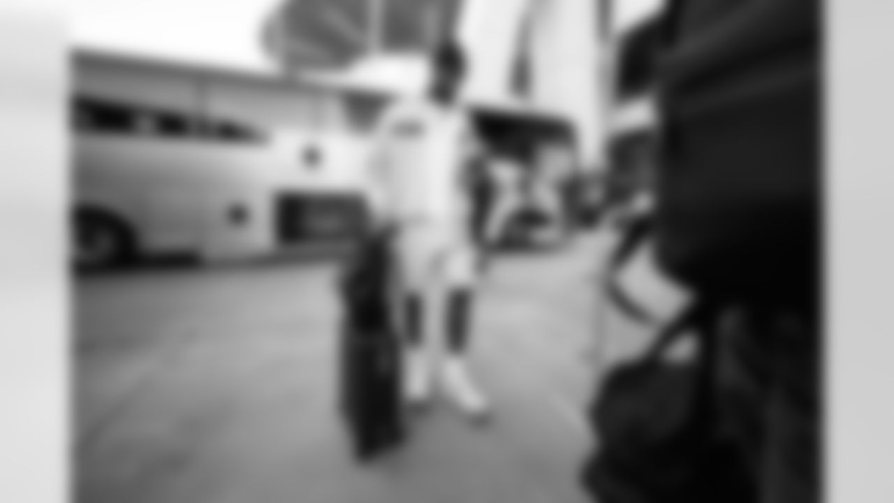 WR Tee Higgins arrives at Hard Rock Stadium ahead of Week 16 against the Dolphins, Sunday, Dec. 21, 2025.