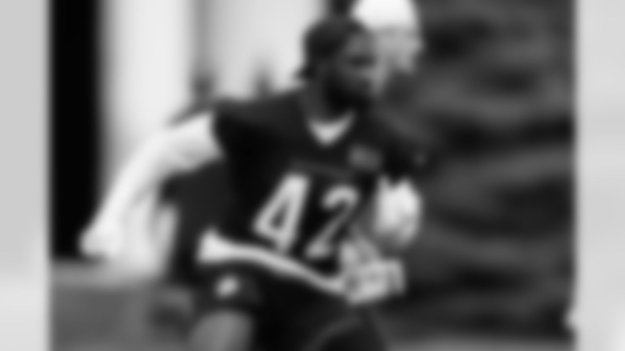 LB Oren Burks during phase two of offseason workouts at Kettering Health Practice Fields, Monday, May 5, 2025.