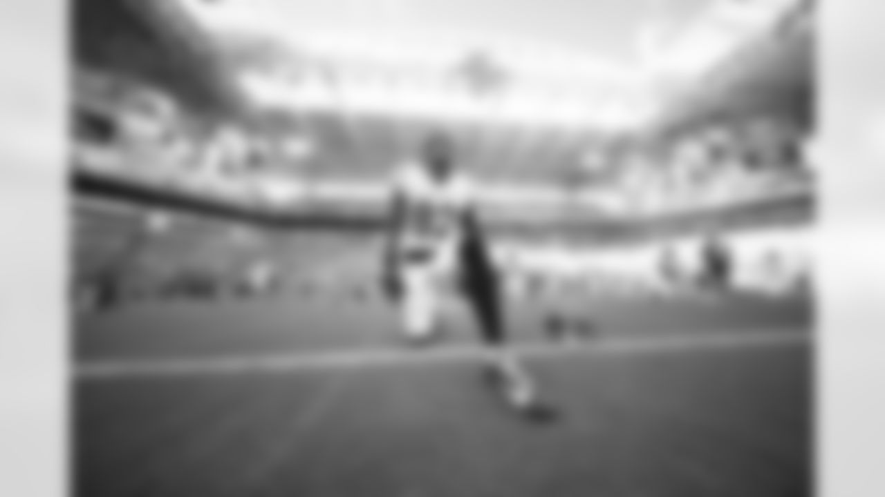 WR Mitch Tinsley warms up at Hard Rock Stadium ahead of Week 16 against the Miami Dolphins, Sunday, Dec. 21, 2025.