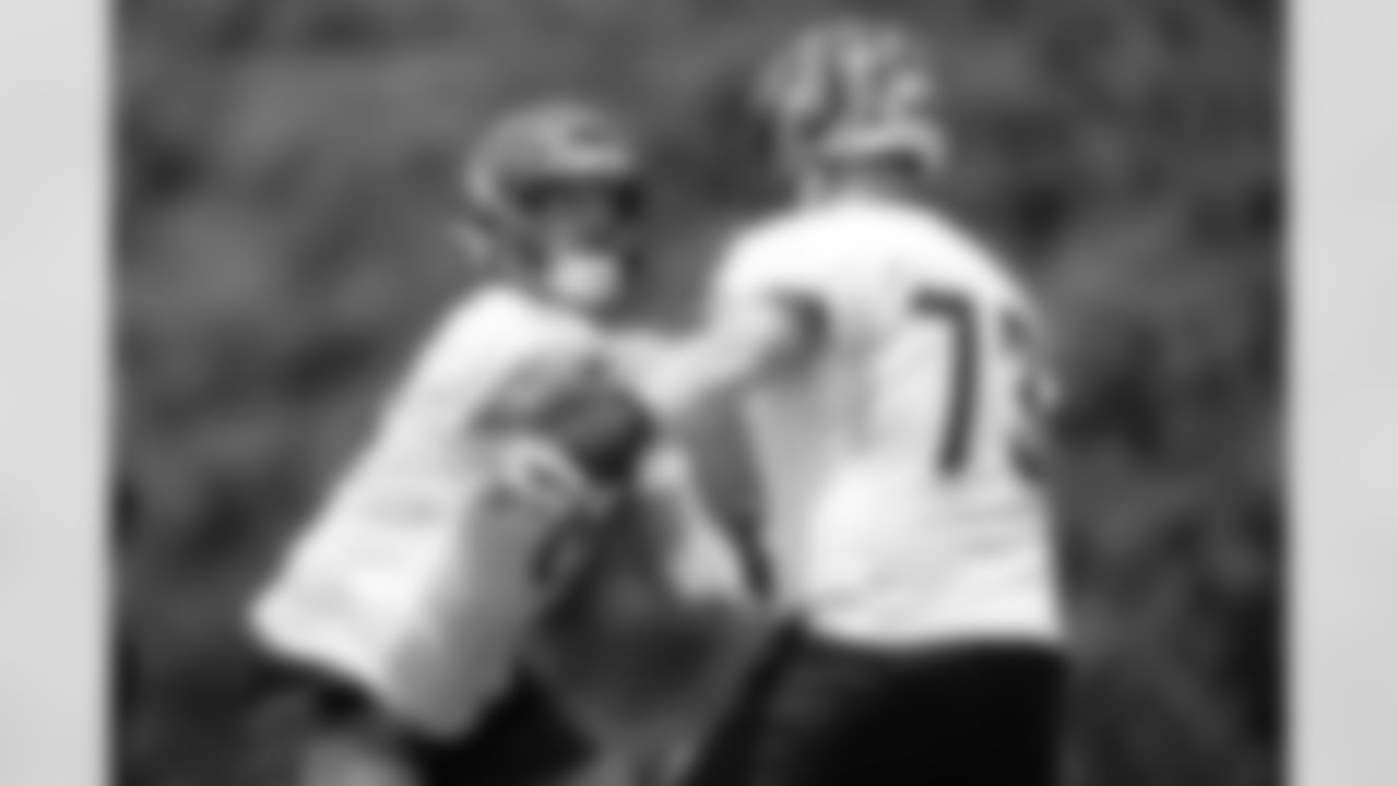 Gs Cordell Volson and Dylan Fairchild during OTAs at Kettering Health Practice Fields, Tuesday, June 3, 2025.