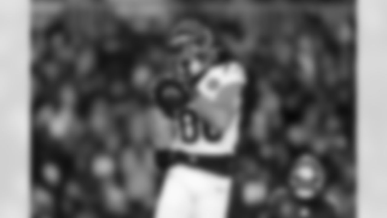 Cincinnati Bengals wide receiver Andrei Iosivas (80) catches the ball during an NFL football game against the Baltimore Ravens on Thursday, November 27, 2025 in Baltimore, Maryland.