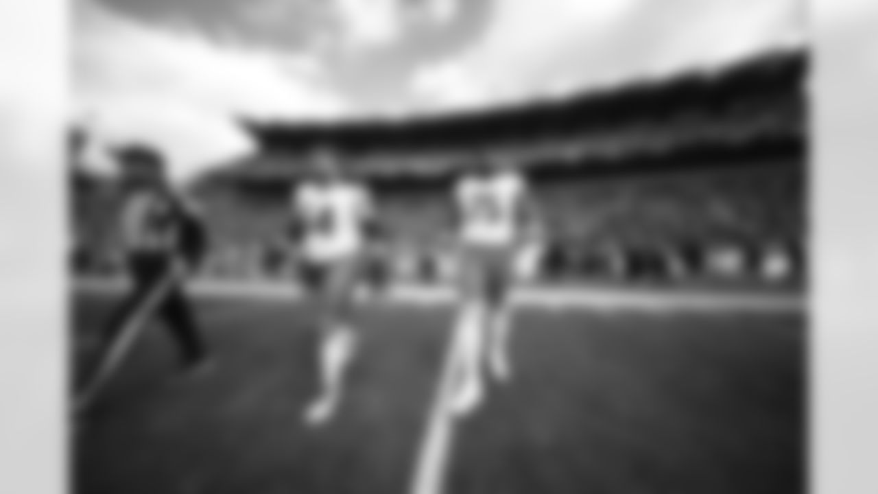 C Ted Karras and OT Orlando Brown Jr. served as captains ahead of Week 11 against the Steelers in Pittsburgh, Sunday, Nov. 16, 2025.