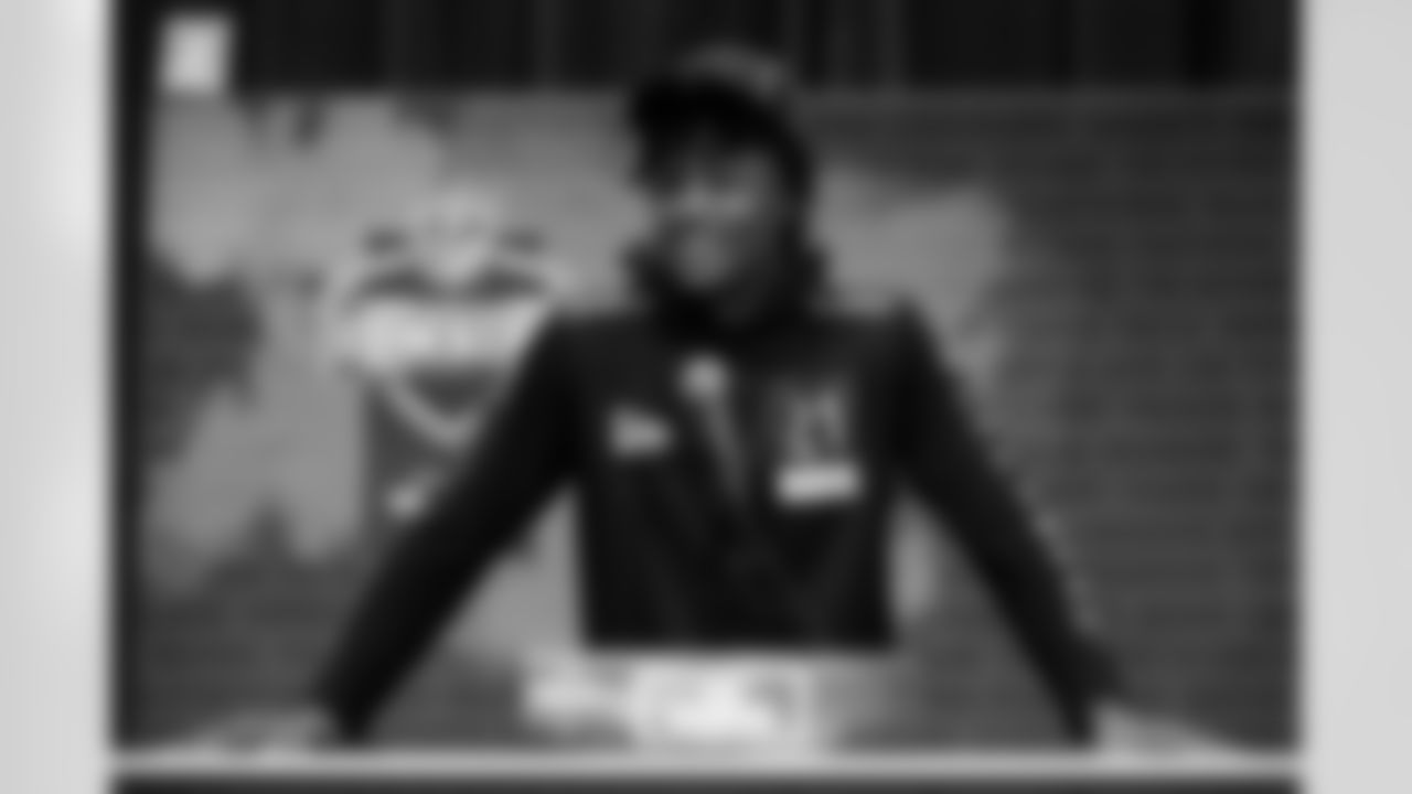 Clemson wide receiver Tee Higgins speaks during a press conference at the NFL football scouting combine in Indianapolis, Tuesday, Feb. 25, 2020. (AP Photo/Michael Conroy)