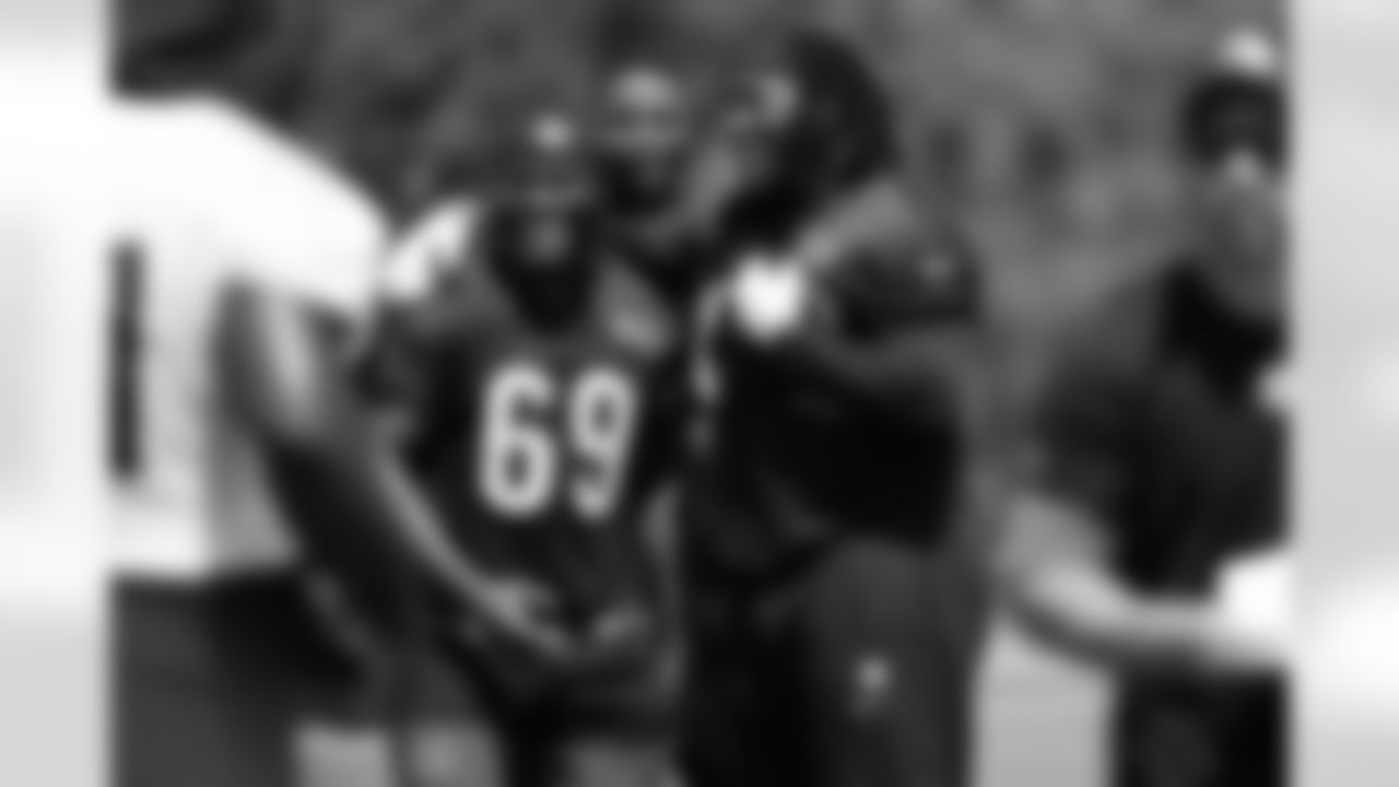 DTs Dante Barnett and T.J. Slaton Jr. during mandatory minicamp at Kettering Health Practice Fields, Wednesday, June 11, 2025.