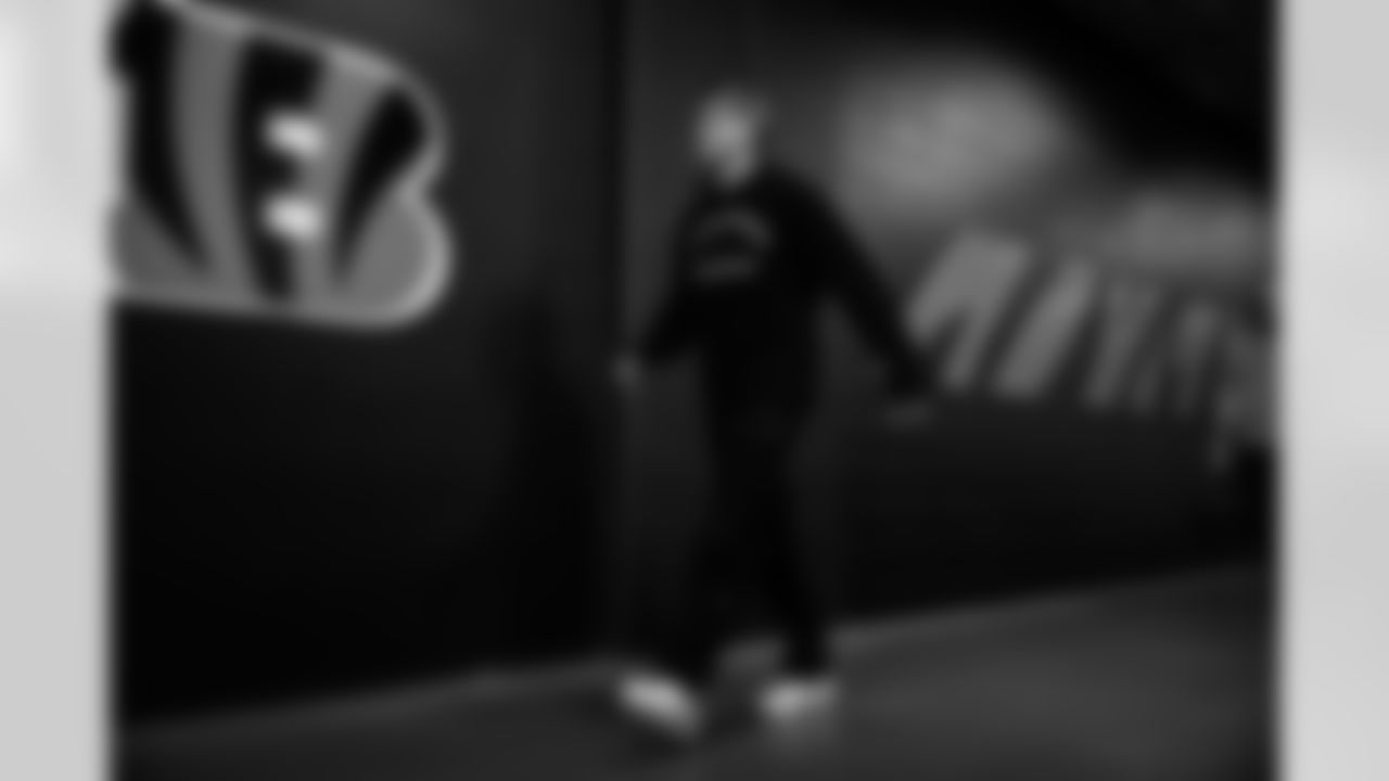 WR Andrei Iosivas arrives at Paycor Stadium ahead of Week 8 against the New York Jets, Sunday, Oct. 26, 2025.