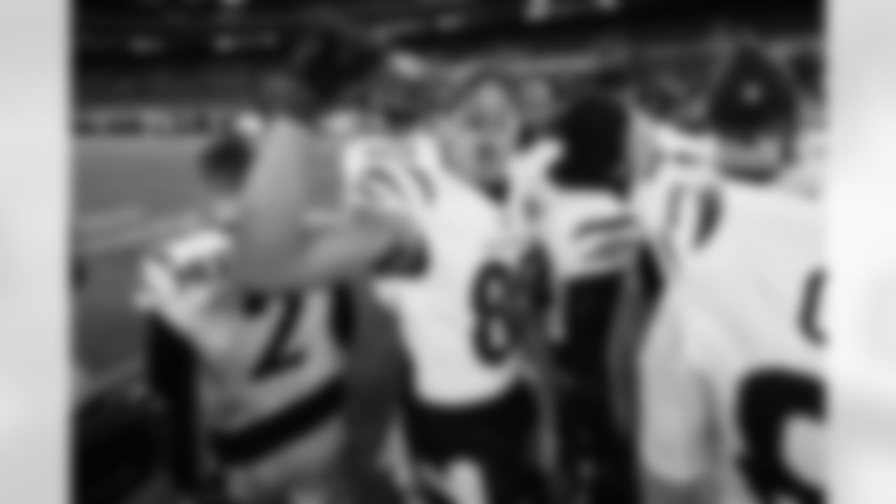 WR Andrei Iosivas celebrates after beating the Baltimore Ravens on Thanksgiving in Week 13, Thursday, Nov. 27, 2025.