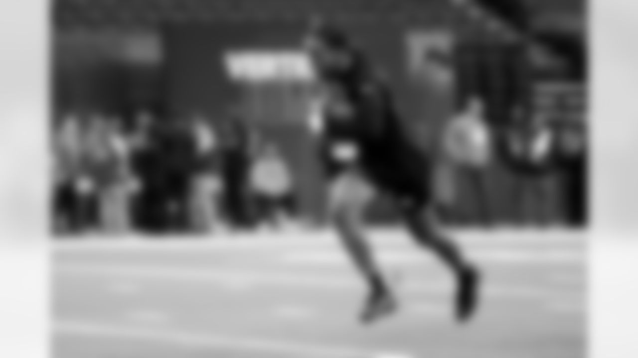 Texas defensive back Malik Muhammad (23) participates in a drill during the 2026 NFL Scouting Combine on Friday, February 27, 2026 in Indianapolis, Indiana. (Lauren Leigh Bacho/NFL)