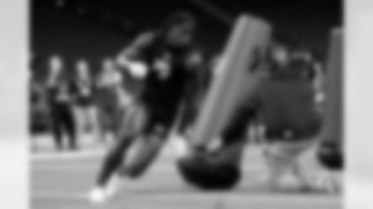 Ohio State linebacker Arvell Reese (20) participates in a drill during the 2026 NFL Scouting Combine on Thursday, February 26, 2026 in Indianapolis, Indiana. (Lauren Leigh Bacho/NFL)