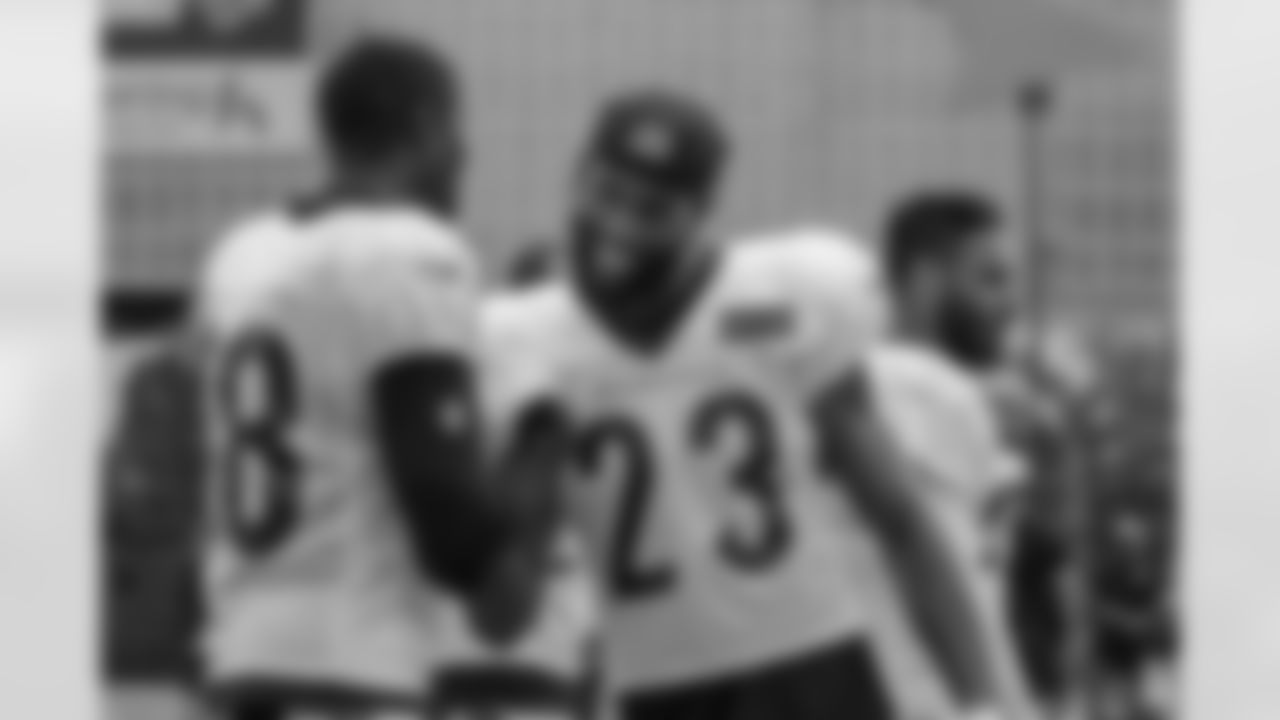 CB Dax Hill with CB DJ Ivey during Day 10 of training camp at Kettering Health Practice Fields, Tuesday, Aug. 5, 2025.