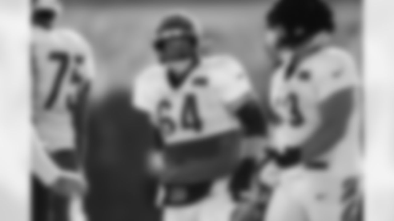 C Ted Karras during practice at Kettering Health Practice Fields, Thursday, Nov. 13, 2025.