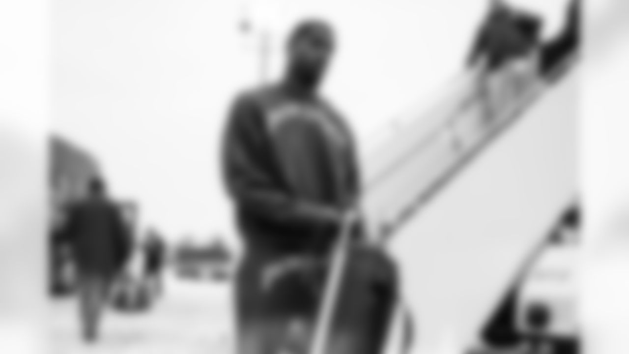 CB Dax Hill arrives in Buffalo ahead of Week 14 against the Bills, Saturday, Dec. 6, 2025.