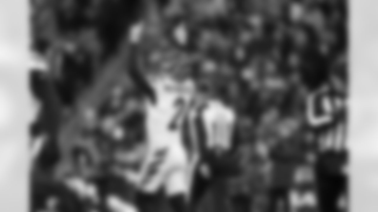 K Evan McPherson celebrates a field goal during Week 13 against the Baltimore Ravens, Thursday, Nov. 27, 2025.