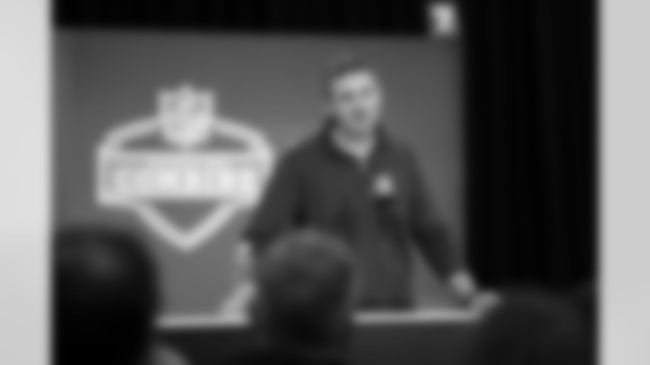 Cincinnati Bengals head coach Zac Taylor speaks during a press conference at the 2026 NFL Scouting Combine on Tuesday, February 24, 2026 in Indianapolis, Indiana. (Cooper Neill/NFL)