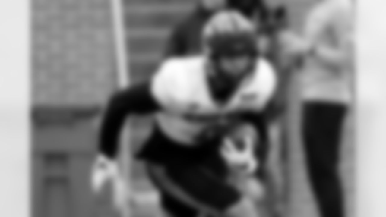 American wide receiver Andrei Iosivas of Princeton (9) runs through drills during practice for the Senior Bowl NCAA college football game Thursday, Feb. 2, 2023, in Mobile, Ala.. (AP Photo/Butch Dill)