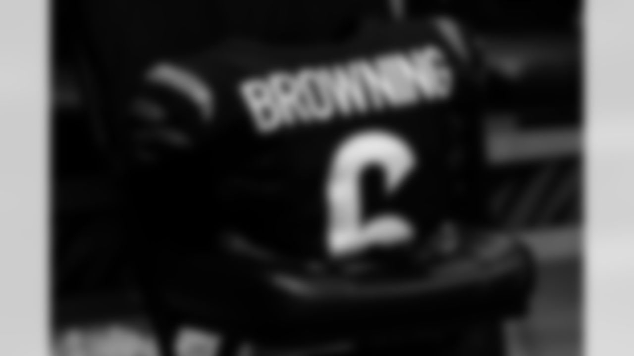 QB Jake Browning's jersey in the locker room at Paycor Stadium ahead of Week 5 against Detroit Lions, Sunday, Oct. 5, 2025.