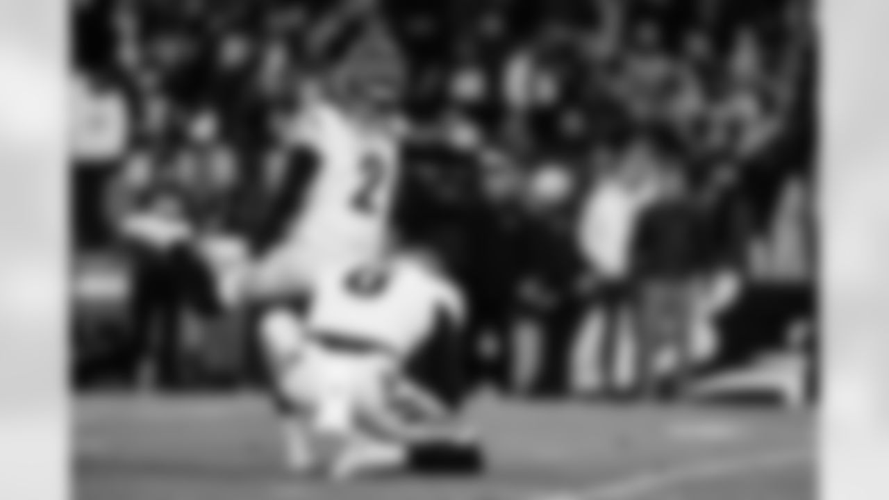 K Evan McPherson makes a field goal during Week 13 against the Baltimore Ravens, Thursday, Nov. 27, 2025.