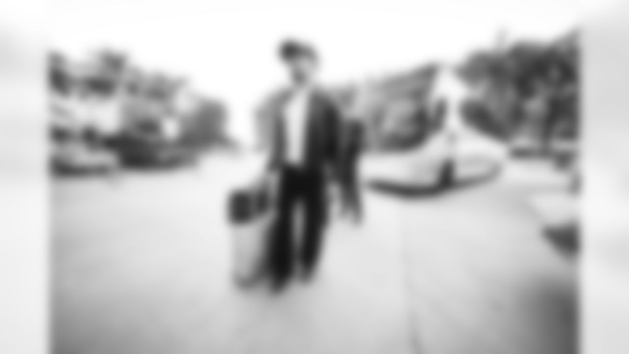 RB Chase Brown arrives at Hard Rock Stadium ahead of Week 16 against the Dolphins, Sunday, Dec. 21, 2025.