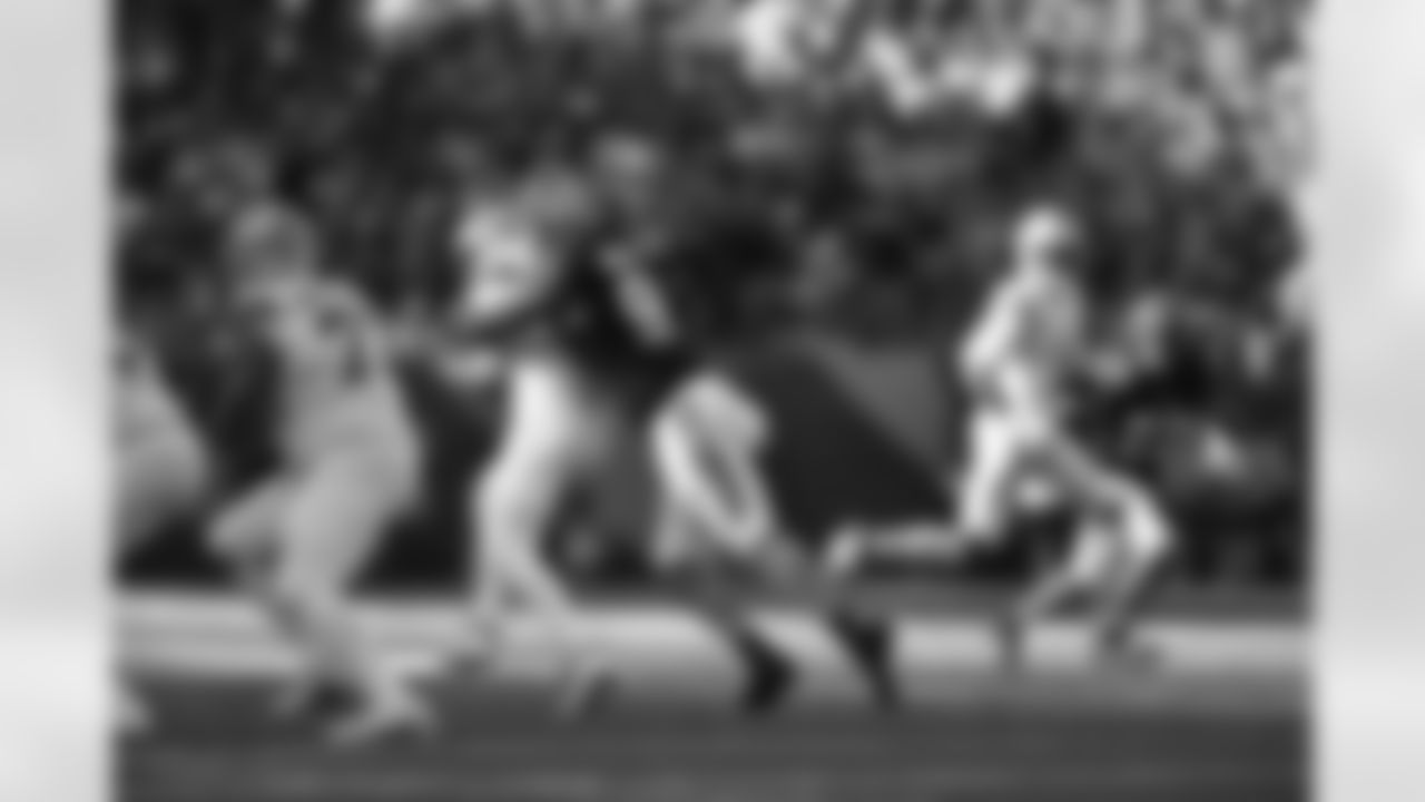 DE Myles Murphy sacks Jared Goff during Week 5 against the Detroit Lions, Sunday, Oct. 5, 2025.