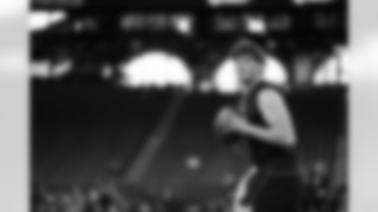 Penn State quarterback Drew Allar (02) participates in a drill during the 2026 NFL Scouting Combine on Saturday, February 28, 2026 in Indianapolis, Indiana. (Cooper Neill/NFL)