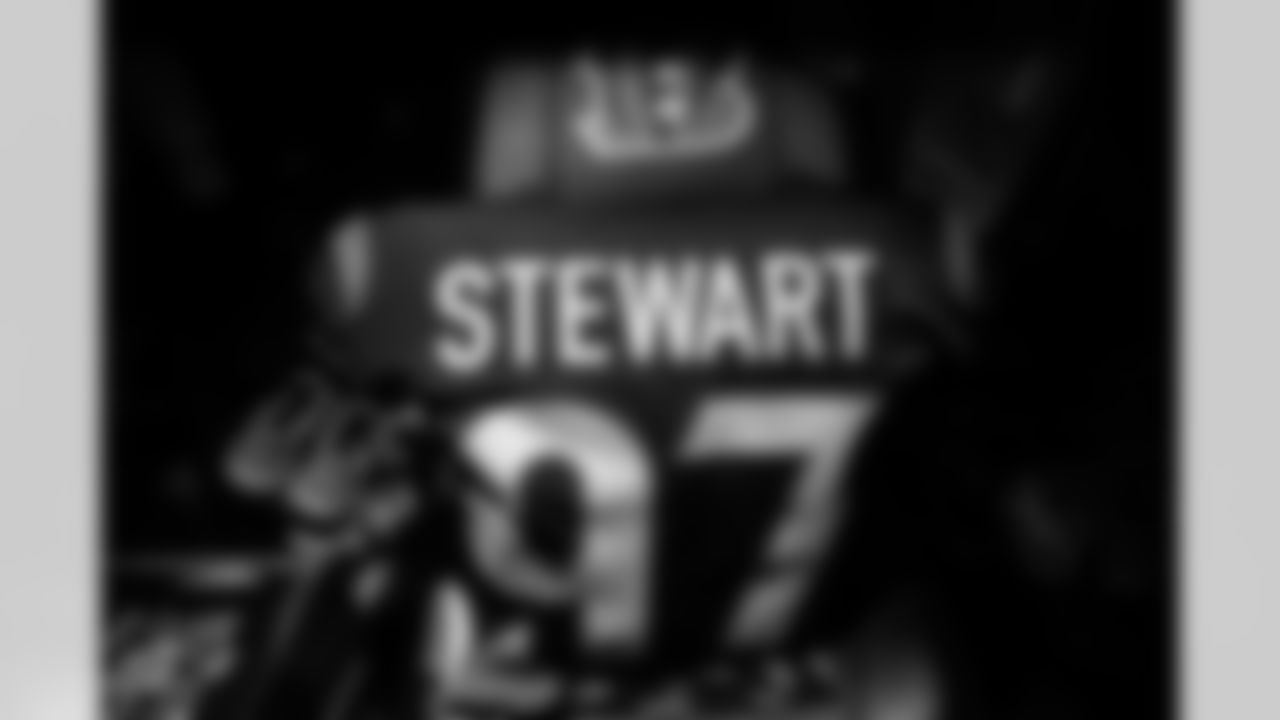 DE Shemar Stewart's jersey in the locker room at Paycor Stadium ahead of Week 8 against the New York Jets, Sunday, Oct. 26, 2025.