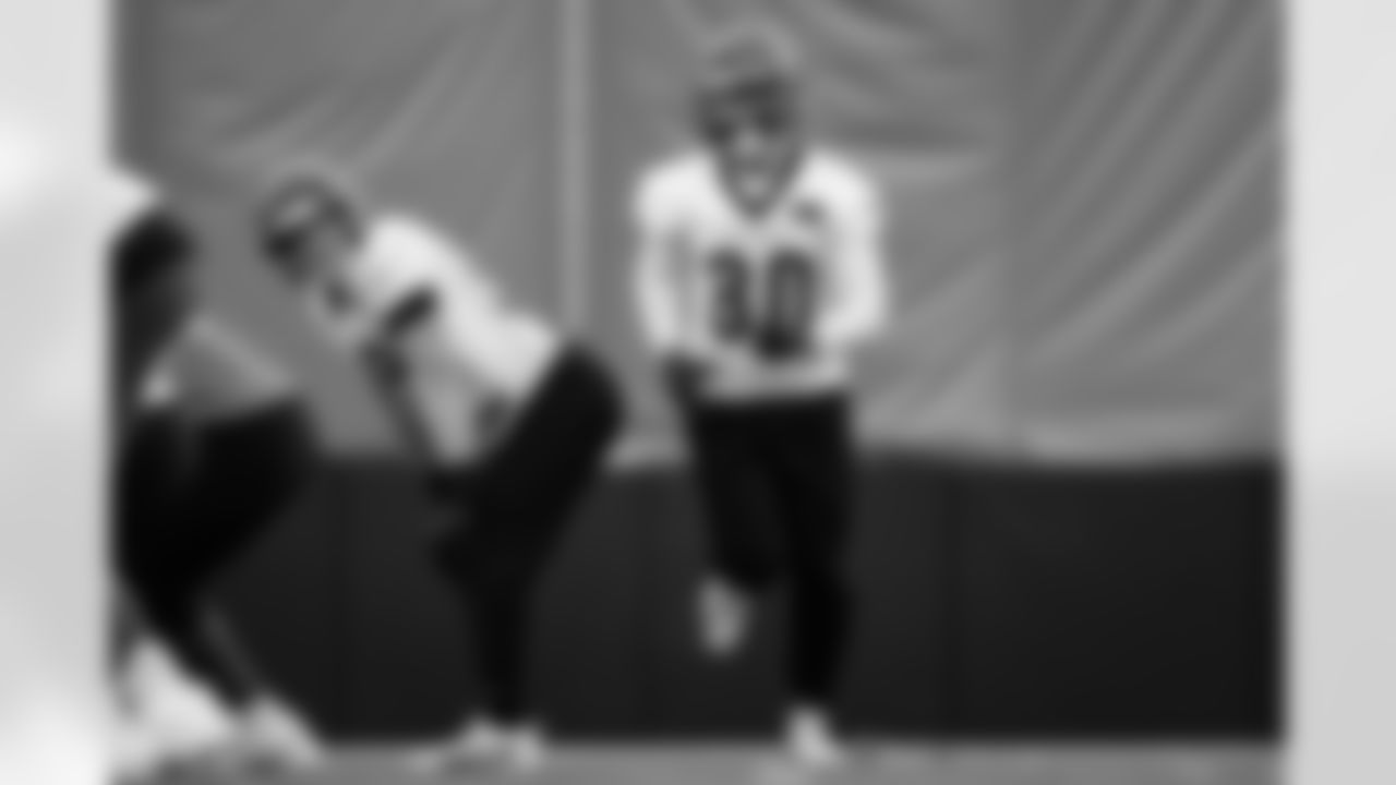 WR Andrei Iosivas during practice at the IEL Indoor Facility, Wednesday, Dec. 10, 2025.