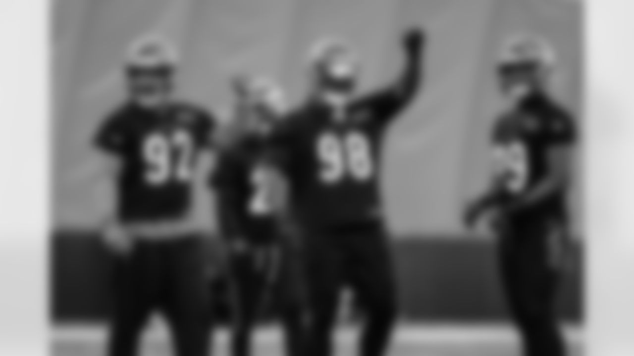 DTs B.J. Hill and T.J. Slaton Jr. during practice at IEL Indoor Facility, Tuesday, Nov. 25, 2025.