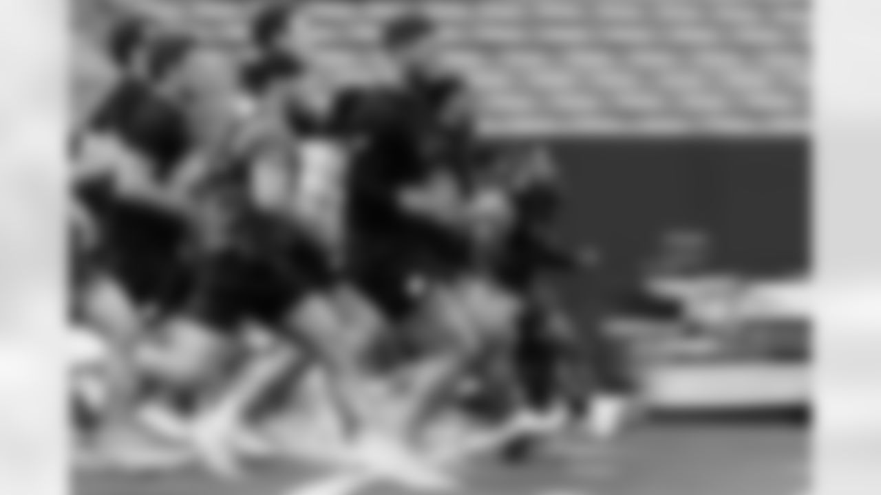 Players run during Phase One of offseason training at Paycor Stadium, Wednesday, April 30, 2025.