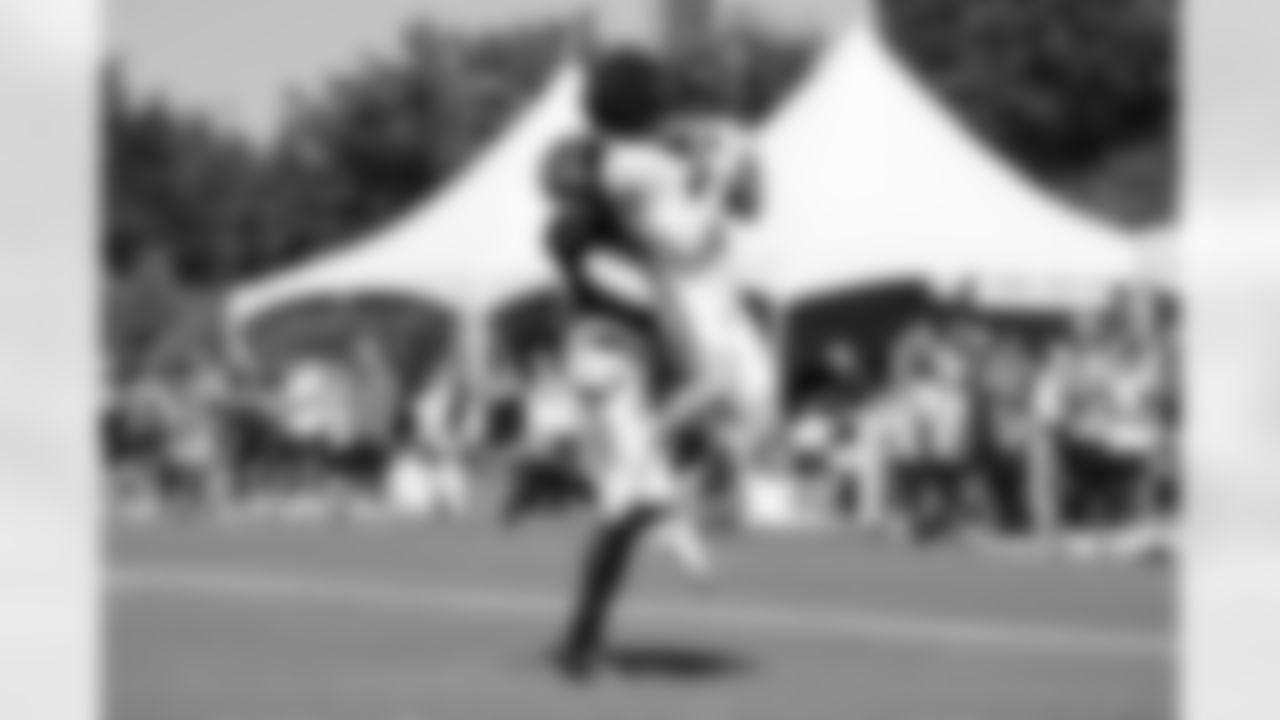 WR Charlie Jones makes a catch during Day 12 of training camp at Ketering Health Practice Fields, Sunday, Aug. 10, 2025.
