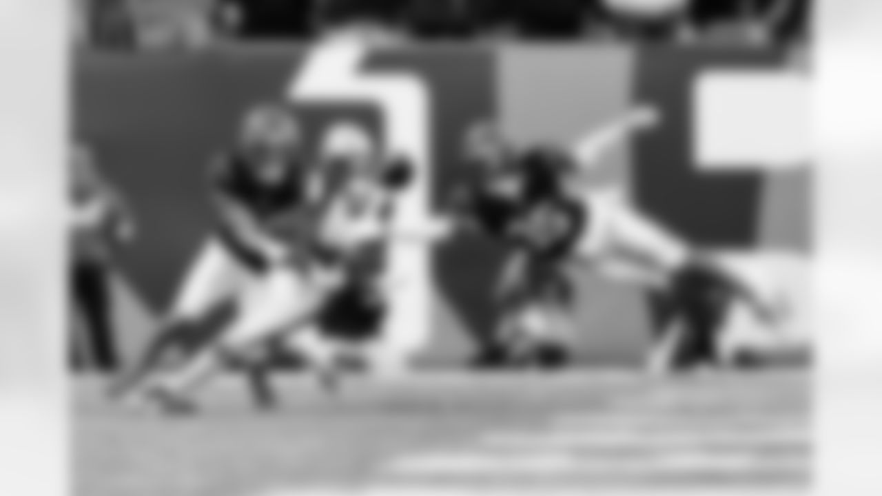 CBs DJ Turner II and Jalen Davis break up a pass during Week 12 against the New England Patriots at Paycor Stadium, Sunday, Nov. 23, 2025.