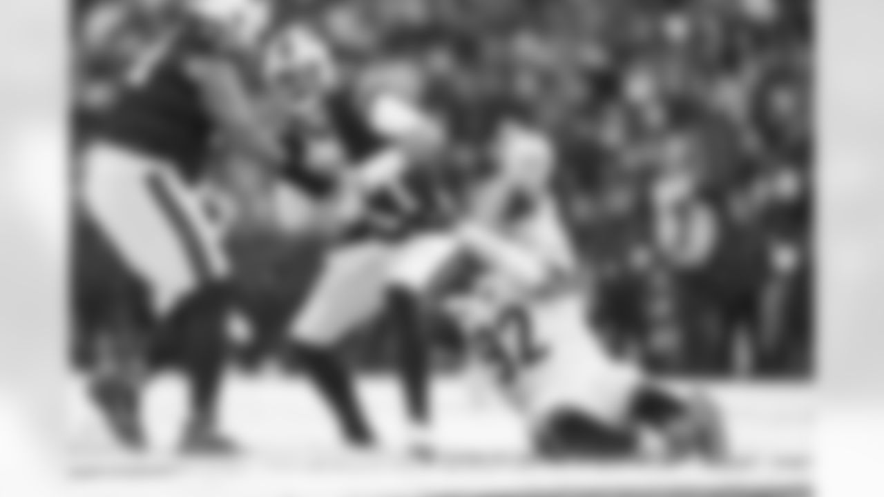 DT B.J. Hill sacks QB Josh Allen during Week 14 against the Buffalo Bills, Sunday, Dec. 7, 2025.