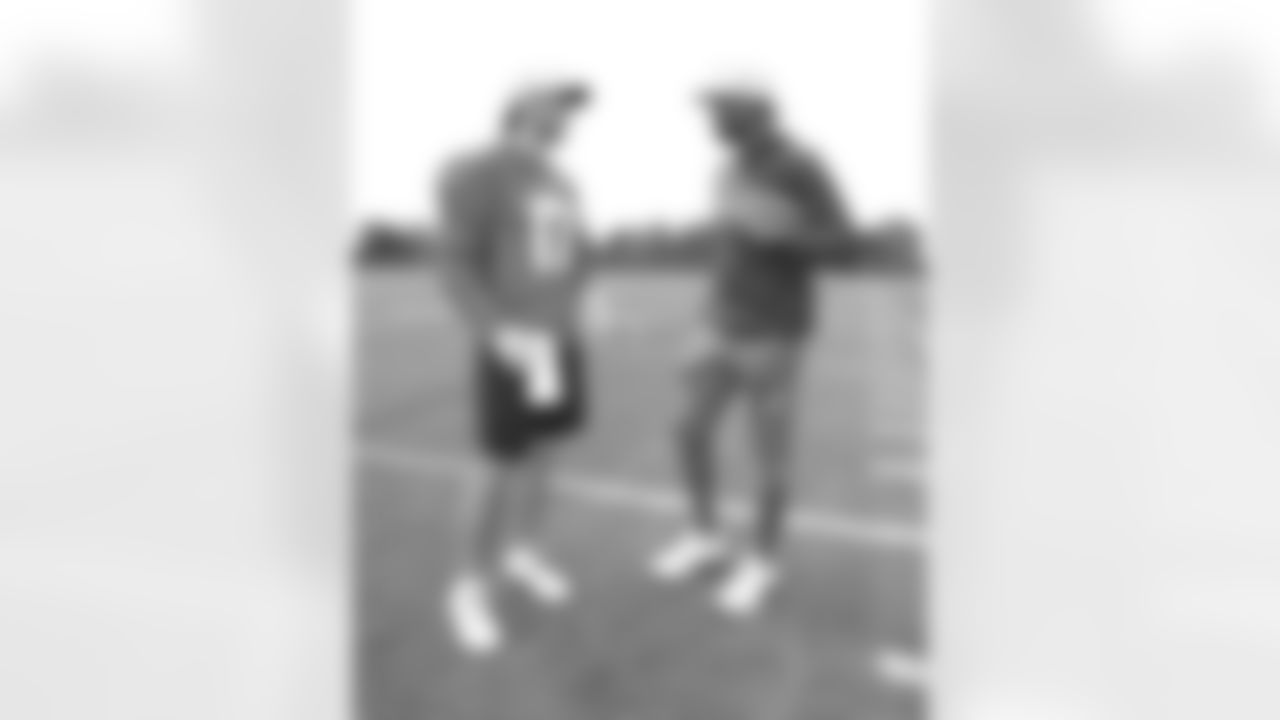 Josh Allen (17), Vince Carter. Buffalo Bills OTA workouts, May 27, 2025 at the Buffalo Bills Training Center.