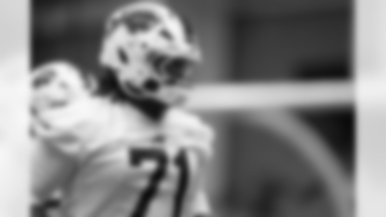 Tommy Akingbesote (71). Buffalo Bills Week 9 Practice, October 31, 2025 at Buffalo Bills Training Center.