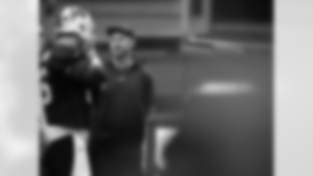 Joe Brady, Connor McGovern (66). Buffalo Bills Divisional Round practice, January 16, 2025 at the Buffalo Bills Training Center.