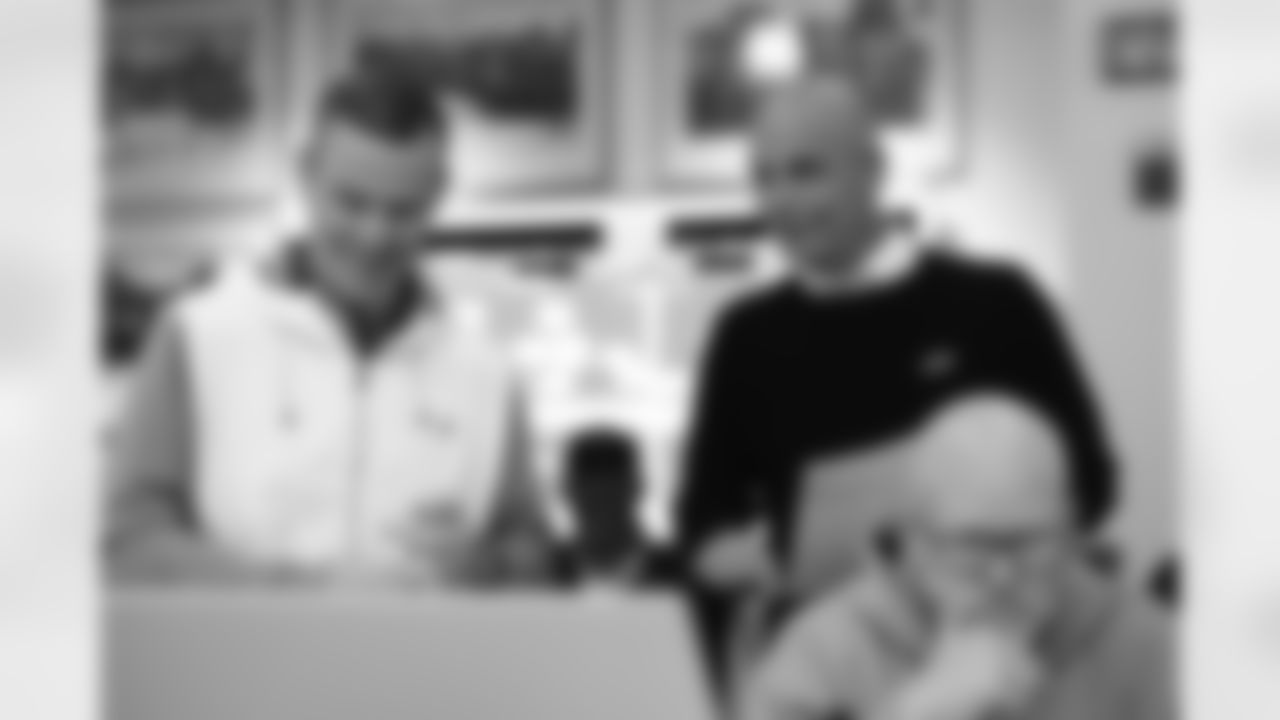 Brandon Beane, Pete Guelli. Scenes from the Buffalo Bills draft room during Rounds 4-7 of the 2025 NFL Draft at the Buffalo Bills Training Center on April 26, 2025.