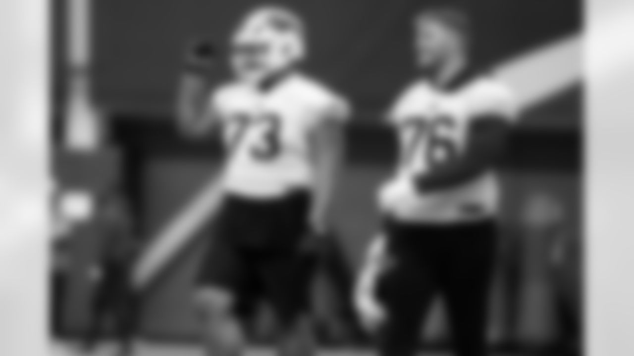 Dion Dawkins (73), David Edwards (76). Buffalo Bills Divisional Round, January 15, 2026 at Buffalo Bills Training Center.