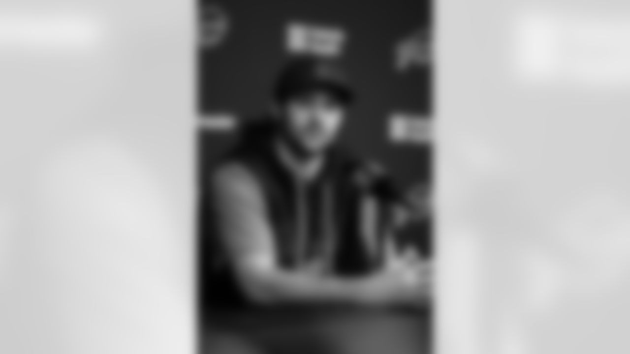 Josh Allen speaks during Joe Brady's First Day as Head Coach, January 29, 2026 at One Bills Drive.