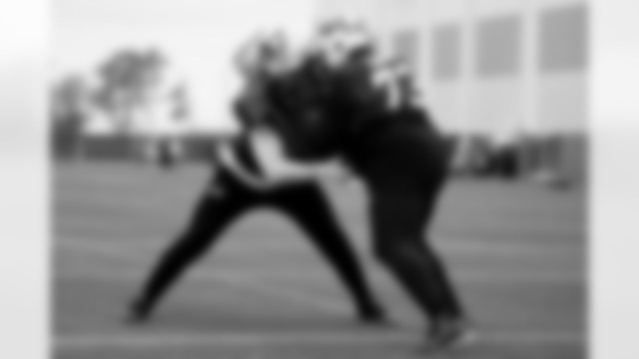 Chase Lundt (77), Dion Dawkins (73). Buffalo Bills Week 10 Practice, November 05, 2025 at Buffalo Bills Training Center.