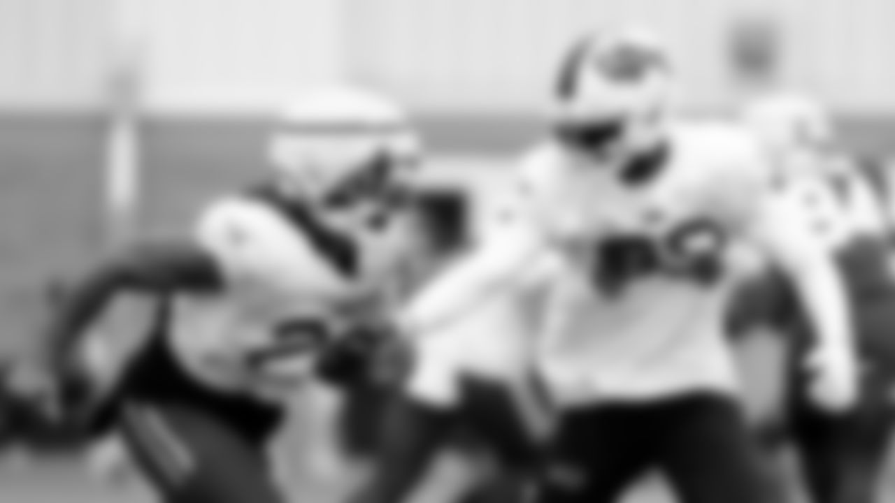 Ty Johnson (26), Tyrell Shavers (80). Buffalo Bills Training Camp, August 19, 2025 at Buffalo Bills Training Facility.