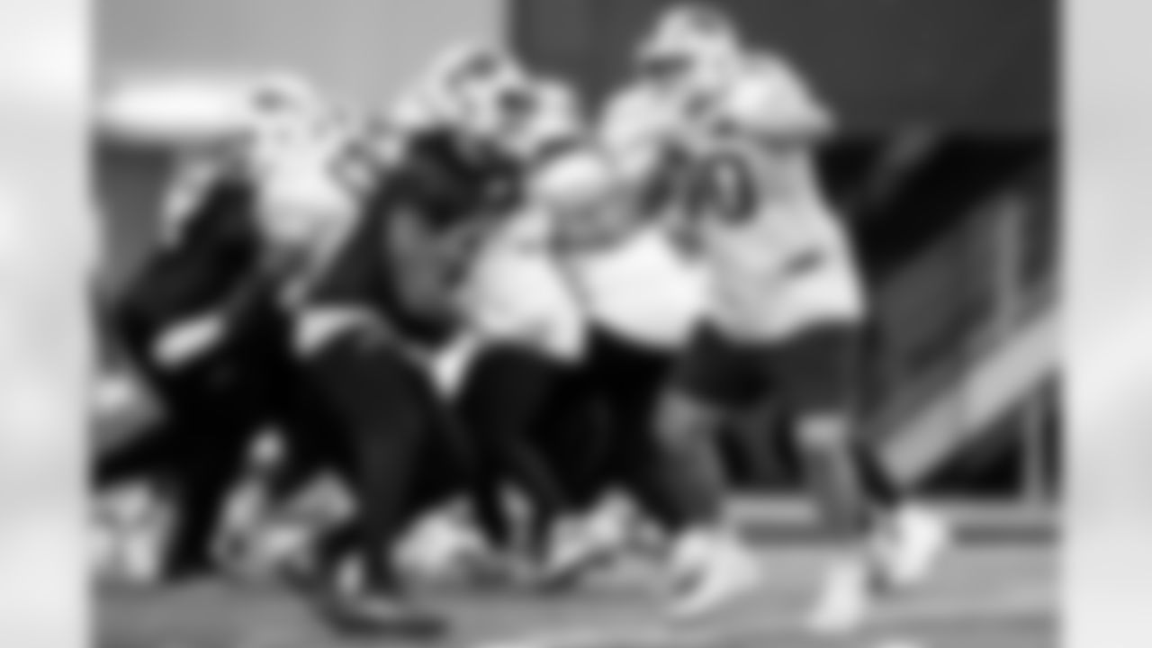 A.J. Epenesa (57), Alec Anderson (70). Buffalo Bills Divisional Round, January 15, 2026 at Buffalo Bills Training Center.