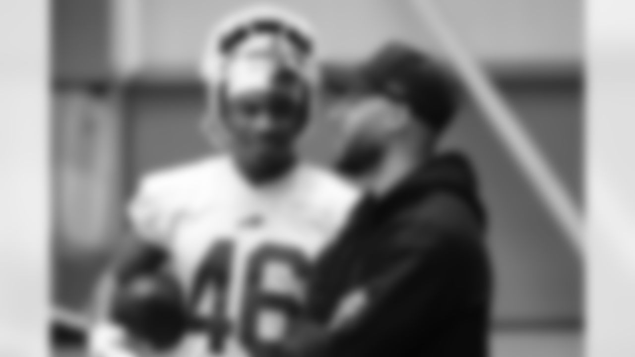 Ja'Marcus Ingram (46), Micah Hyde. Buffalo Bills Week 10 Practice, November 07, 2025 at the Buffalo Bills Training Center.