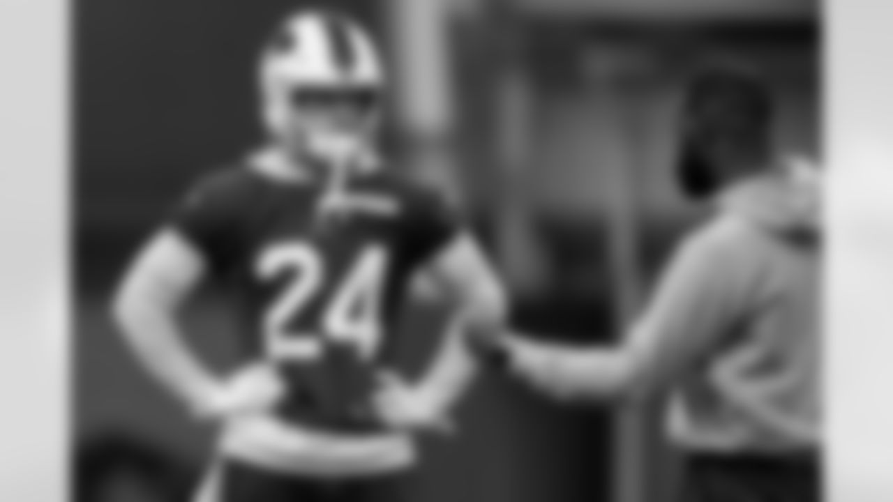 Cole Bishop (24). Buffalo Bills Week 11 Practice, November 12, 2025 at Buffalo Bills Training Center.